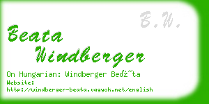 beata windberger business card